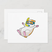 ダイビング用ゴーグルをつけたハムスター ポストカード (正面/裏面)