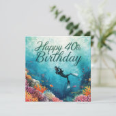 ダイビング40歳の誕生日 水中 カード (スタンド正面)