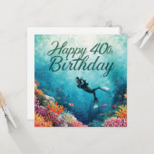 ダイビング40歳の誕生日 水中 カード (正面/裏面インサイチュ)
