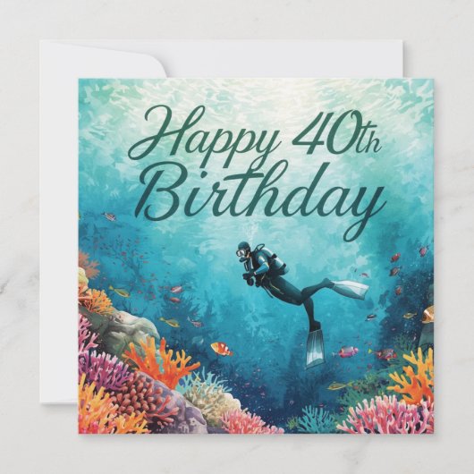 ダイビング40歳の誕生日 水中 カード (正面)