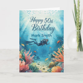 ダイビング50歳の誕生日おめでとうカード カード