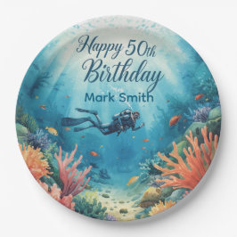 ダイビング50歳の誕生日おめでとうカード ペーパープレート