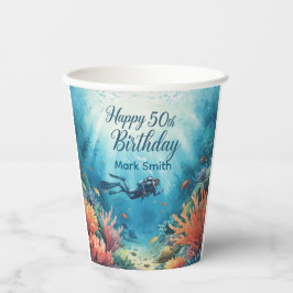 ダイビング50歳の誕生日水中バースデーカード 紙コップ