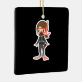 ダイビング·アイ·ラブ·ラブ·ラブ·スノーケリング·ガール·キッズ セラミックオーナメント (右)