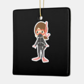 ダイビング·アイ·ラブ·ラブ·ラブ·スノーケリング·ガール·キッズ セラミックオーナメント (左)