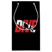 ダイビング、スキューバダイバーギフトダイバーダウンフラッグダイビング スモールペーパーバッグ (裏面)