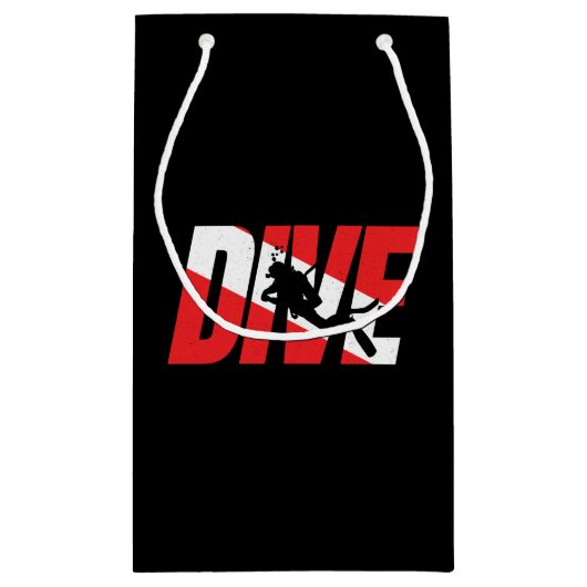 ダイビング、スキューバダイバーギフトダイバーダウンフラッグダイビング スモールペーパーバッグ (裏面)