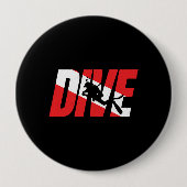 ダイビング、スキューバダイバーギフトダイバーダウンフラッグダイビング 缶バッジ (正面)