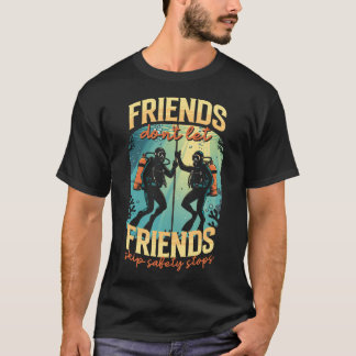 ダイビング スキューバダイビング フリーダイビング セーフティストップのスキップ Tシャツ