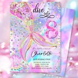 ダイブインエイト8誕生日マーメイド招待状 招待状