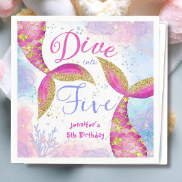ダイブインファイブガールズピンク5th誕生日紙 スタンダードカクテルナプキン