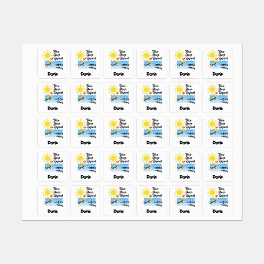 ダイブスリープリピートデザイン – スモールスクエアウェアL ラベル (シート)