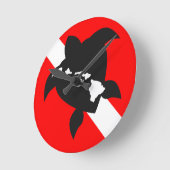 ダイブフラッグカメ ラウンド壁時計 (傾斜)