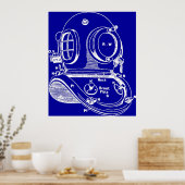 ダイブヘルメットの青写真 ポスター (キッチン)