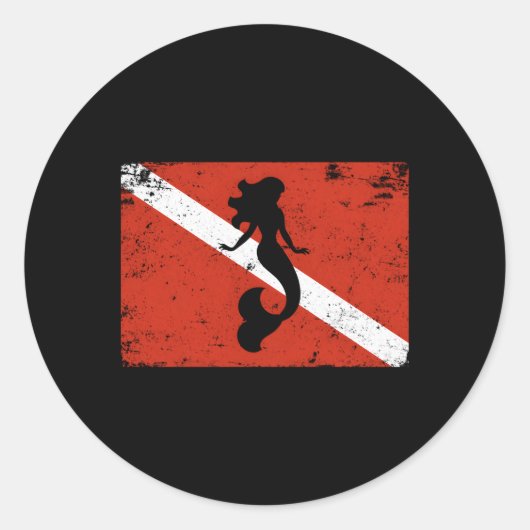 ダイブ国旗マーメイドスキューバ ラウンドシール (正面)