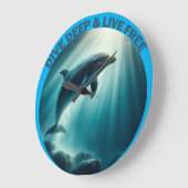 ダイブ深いライブフリードルフィン ラージ壁時計 (傾斜)