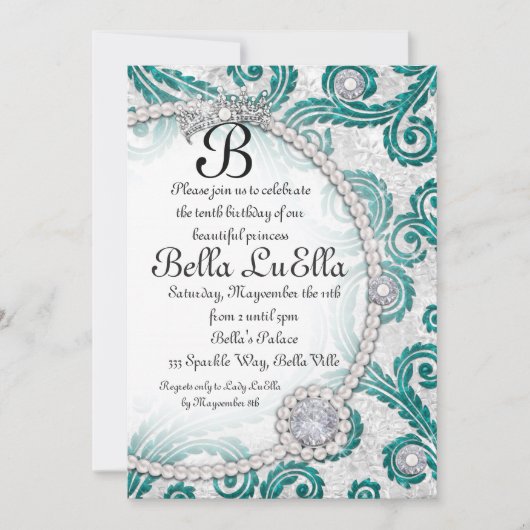 ダイヤきらきら光るモンド真珠パーティの招待状 招待状 (正面)