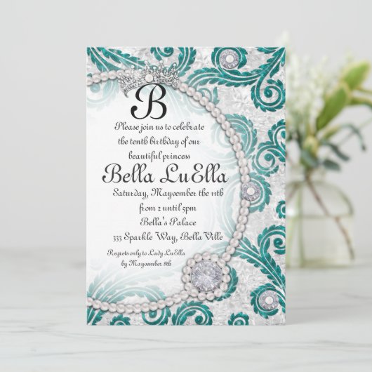 ダイヤきらきら光るモンド真珠パーティの招待状 招待状 (スタンド正面)