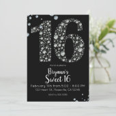 ダイヤきらきら光るモンド16歳16歳の誕生日パーティー写真 招待状 (スタンド正面)