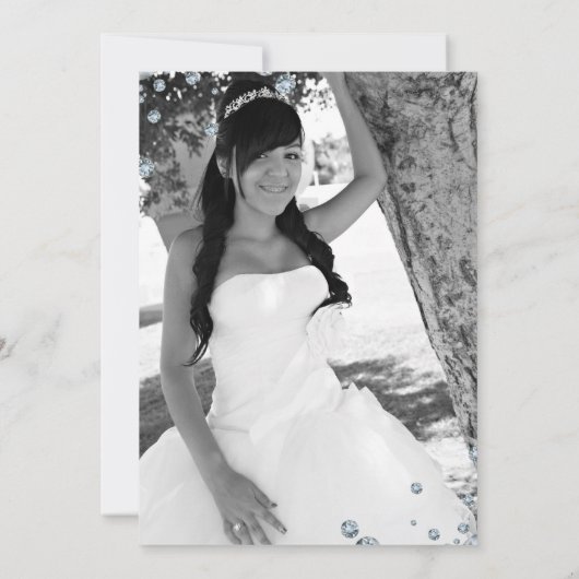 ダイヤきらきら光るモンド16歳16歳の誕生日パーティー写真 招待状 (裏面)