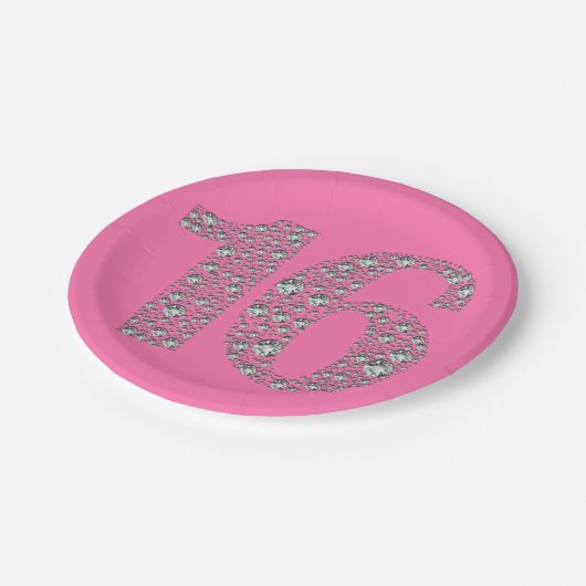 ダイヤきらきら光るモンド16 16誕生日ANY COLOR ペーパープレート (アングル)