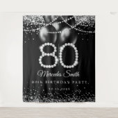 ダイヤきらきら光るモンド80thバースデーパーティーの背景 タペストリー (正面)