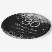 ダイヤきらきら光るモンド80thバースデーパーティー紙プレート ペーパープレート (アングル)