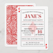 ダイヤの女王のカジノトランプ 誕生日 招待状 (正面/裏面)