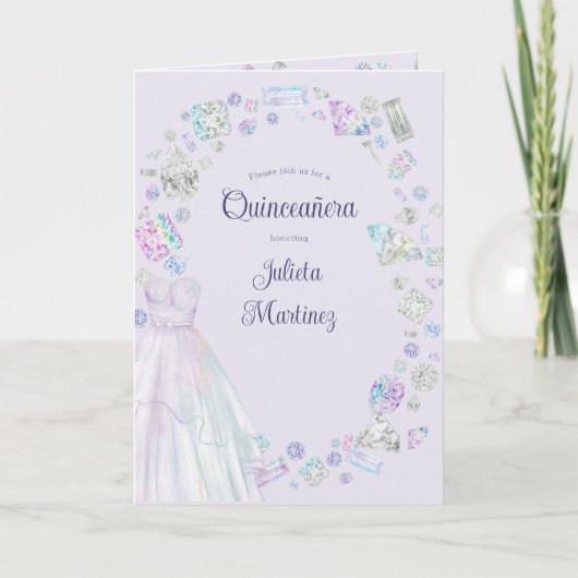 ダイヤエレガントズプリンセスキンセアニェラ写真折り畳み 招待状 (正面)