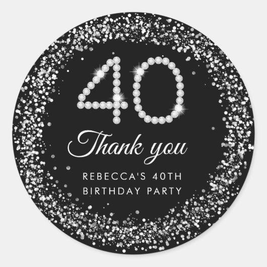 ダイヤエレガントズ40歳の誕生日ありがとうラベル ラウンドシール (正面)