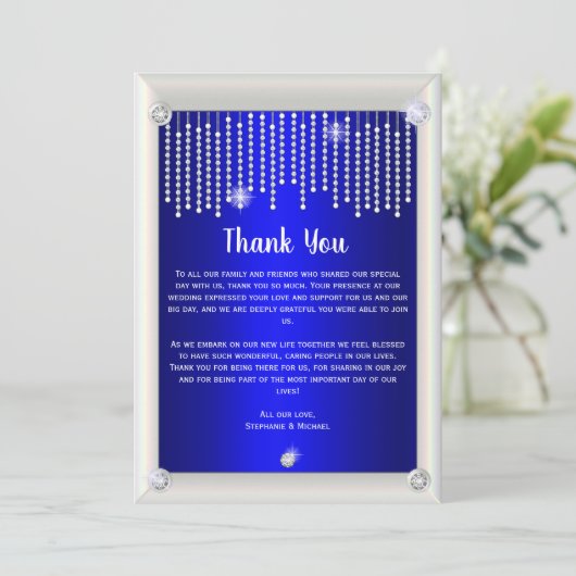 ダイヤエレガントモンドとパール結婚ズ・ブルー サンキューカード (スタンド正面)