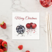 ダイヤエレガントモンドと赤クリスマスオーナメント スタンダードカクテルナプキン (インサイチュ)