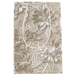 ダイヤエレガントモンドのベージュレース ミディアムペーパーバッグ