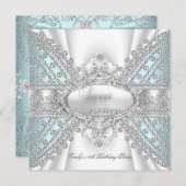 ダイヤエレガントモンドティール（緑がかった色）スウィート16招待状 招待状 (正面/裏面)