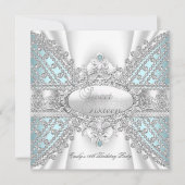 ダイヤエレガントモンドティール（緑がかった色）スウィート16招待状 招待状 (正面)