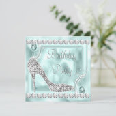 ダイヤエレガントモンドティール(緑がかった色)ブルーバースデーパーティー 招待状 (スタンド正面)