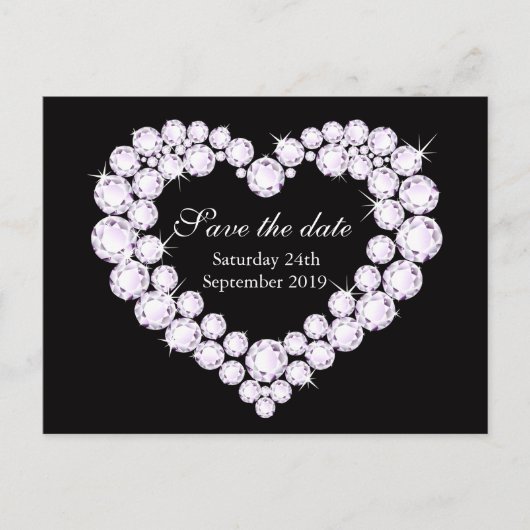 ダイヤエレガントモンドハートは日付を白黒で保存 案内ポストカード (正面)