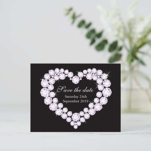 ダイヤエレガントモンドハートは日付を白黒で保存 案内ポストカード (スタンド正面)