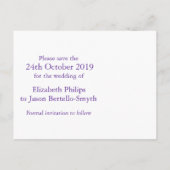 ダイヤエレガントモンドハートは紫色の日付を保存 案内ポストカード (裏面)