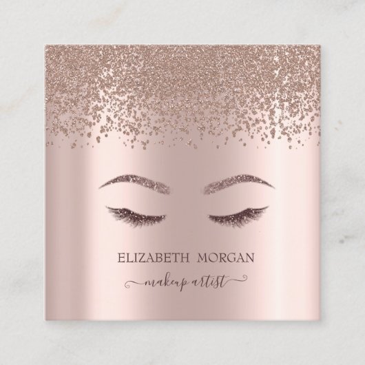 ダイヤエレガントモンドバラ金ゴールドグリッターラフェイクッシュ スクエア名刺 (正面)