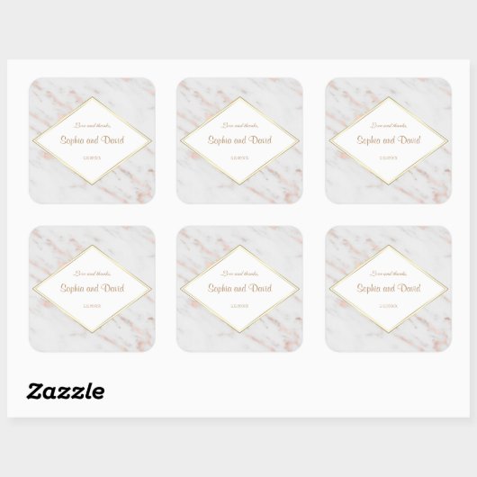 ダイヤエレガントモンドバラ金ゴールドマーブル結婚ズ スクエアシール (シート)