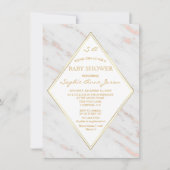 ダイヤエレガントモンドバラ金ゴールド大理石ベビーシャワー 招待状 (正面)