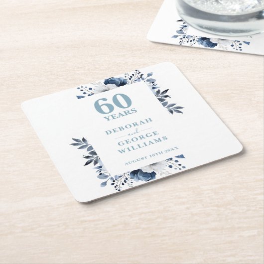 ダイヤエレガントモンドフローラ60結婚周年 スクエアペーパーコースター (アングル)