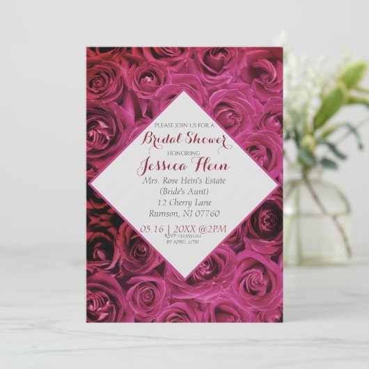 ダイヤエレガントモンドブライダルシャワーピンクローズ 招待状 (スタンド正面)