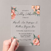 ダイヤエレガントモンド付きピーチ結婚ブーケ アクリル招待状 (インサイチュ (ポータブル))