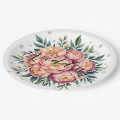 ダイヤエレガントモンド付きピーチ結婚ブーケ ペーパープレート (アングル)