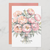 ダイヤエレガントモンド付きピーチ結婚ブーケ 招待状 (正面/裏面)