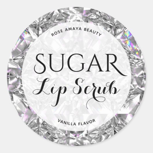 ダイヤエレガントモンド型砂糖リップスクラブラベル ラウンドシール (正面)
