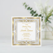 ダイヤエレガントモンド金ゴールドホワイトパールバースデーパーティー 招待状 (スタンド正面)