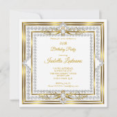 ダイヤエレガントモンド金ゴールドホワイトパールバースデーパーティー 招待状 (正面)